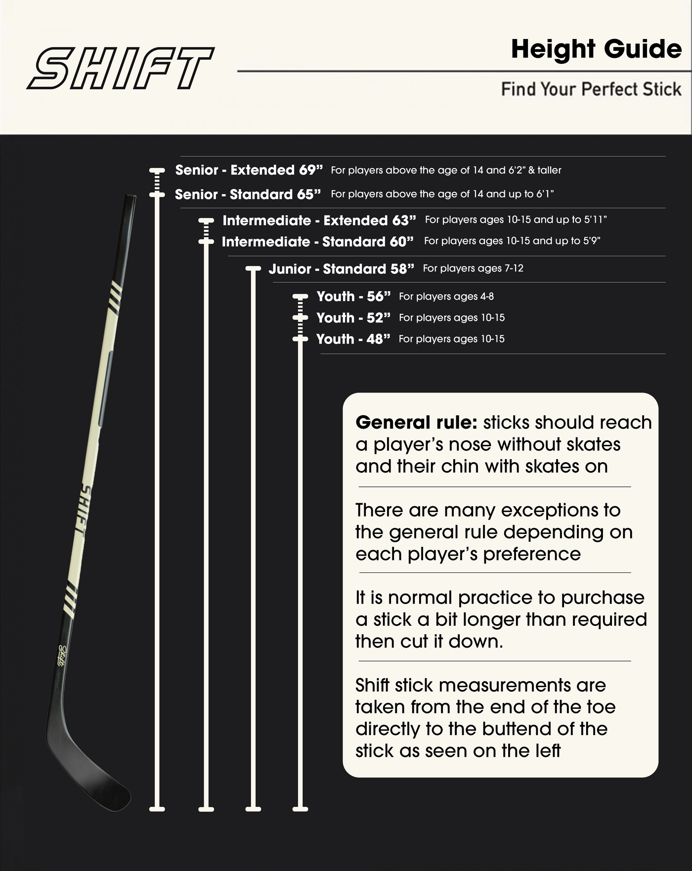 Basics - Senior Hockey Stick - Standard 65"